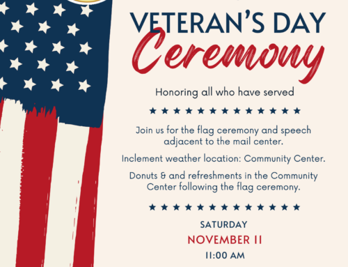 Veteran’s Day Ceremony: Nov 11